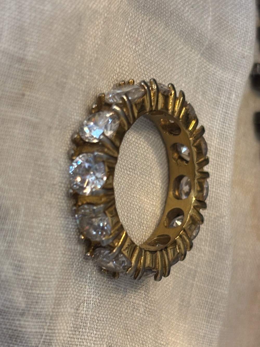 Source Unknown Gold Eternity Ring with Clear Stones - Women